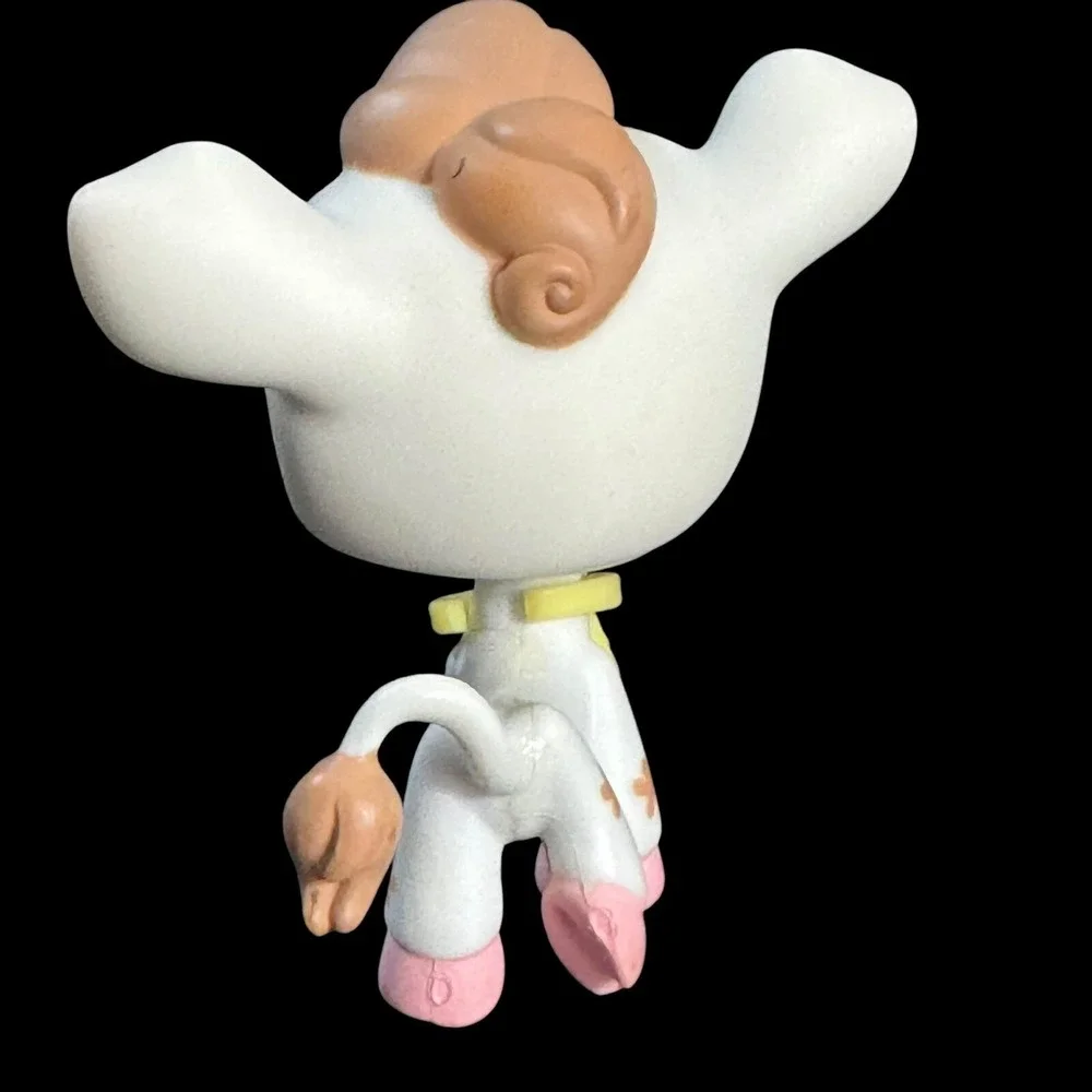 Authentic LPS Cow & Bell #476 Littlest Pet Shop‎ Brown Flower Eyes Pink Hooves
